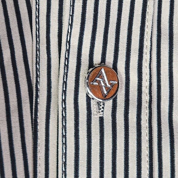 Adrienne Vittadini Shirt Women XL Brown Stripe Button Long Sleeve Stretch Office - Picture 5 of 12